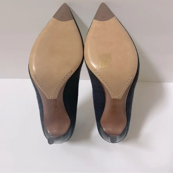 NEW Ralph Lauren Celia Purple Label Black Watch Tartan Stiletto Pumps Size 7 Heels